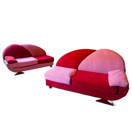 Pink und Red Alcantara Sofas Vintage - 2nd home