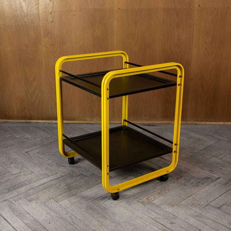 Vintage serving trolley by Secco yellow, Italy 1980s