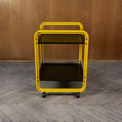 Vintage serving trolley by Secco yellow, Italy 1980s