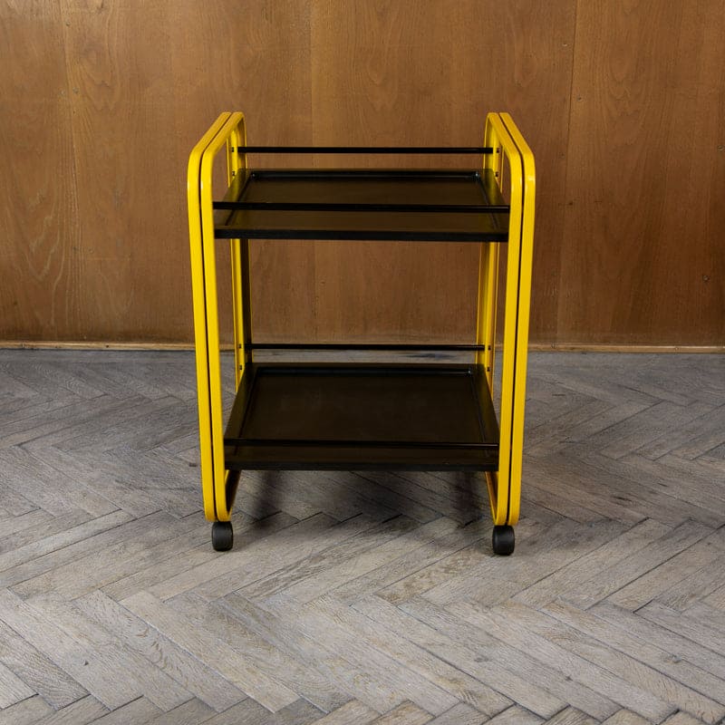 Vintage serving trolley by Secco yellow, Italy 1980s