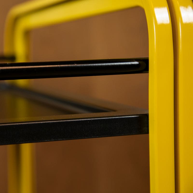 Vintage serving trolley by Secco yellow, Italy 1980s