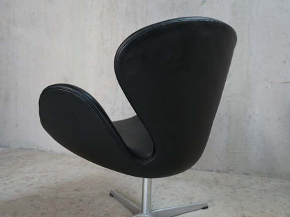 ARNE JACOBSEN Chaise Swan 3320 Fritz Hansen Elegance Cuir Noir