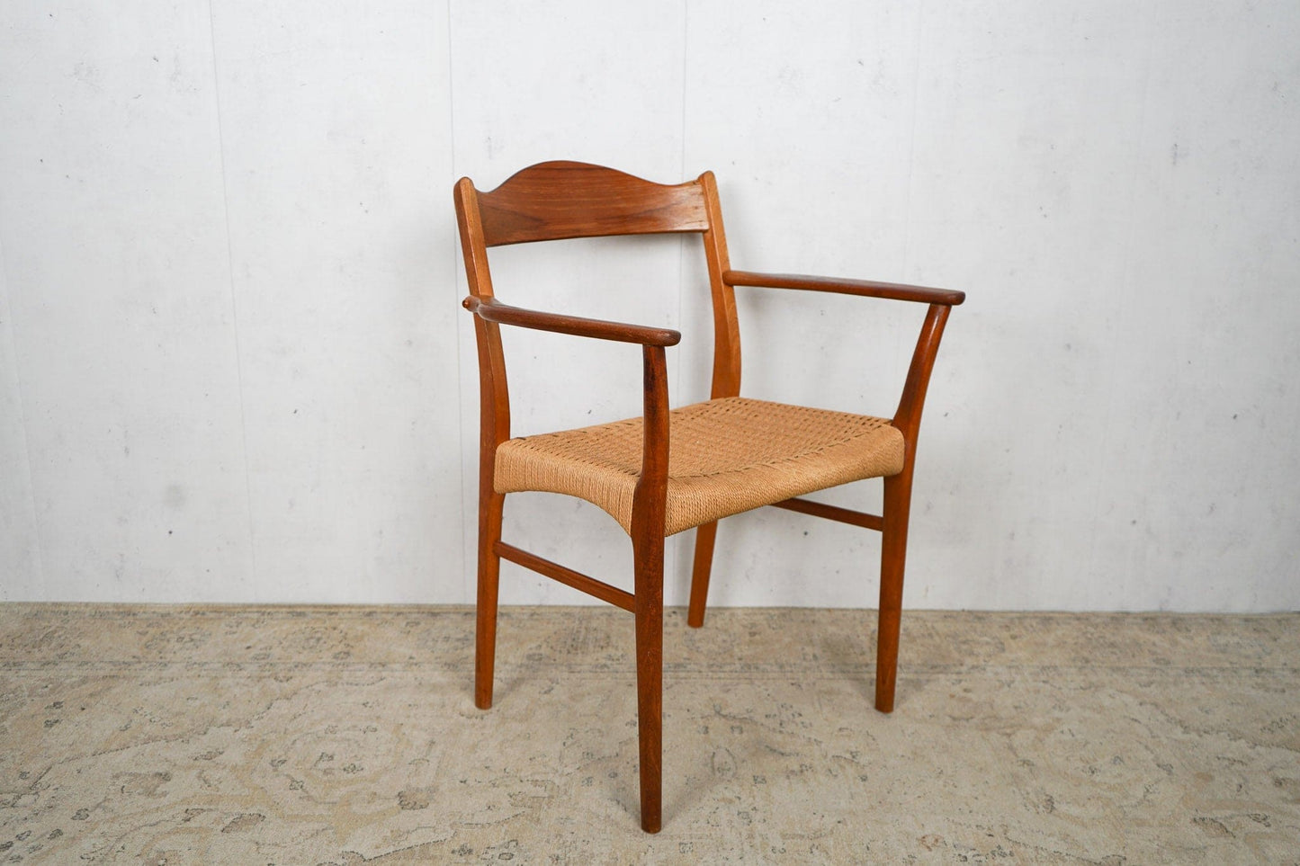 Teak Chair Wicker Desk Chair Vintage 60s Mid Century