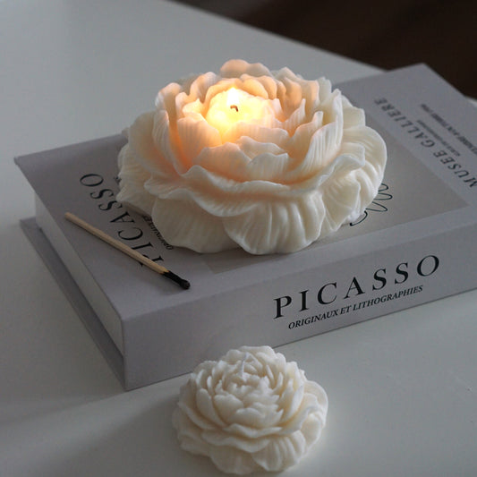 Handmade designer candle peonies XL 15cm
