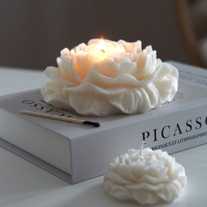 Handmade designer candle peonies XL 15cm