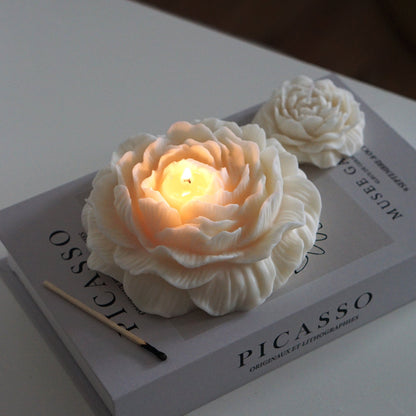 Handmade designer candle peonies XL 15cm