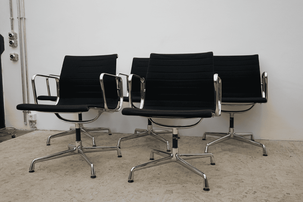 Set of 5x Vitra EA108 Hopsak Conference Chair Black Refurbished Vintage