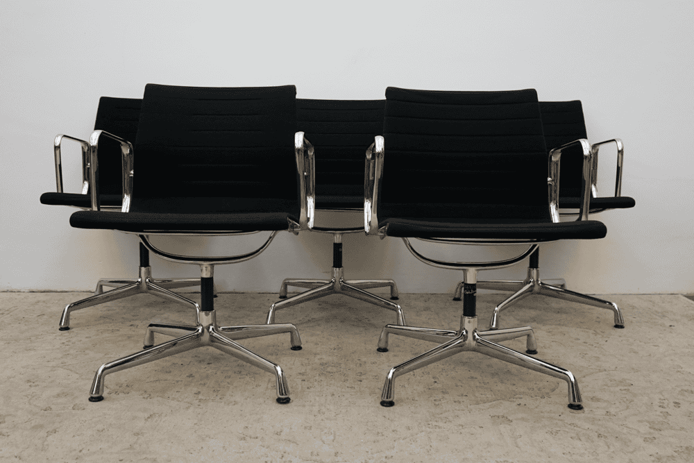 Set of 5x Vitra EA108 Hopsak Conference Chair Black Refurbished Vintage