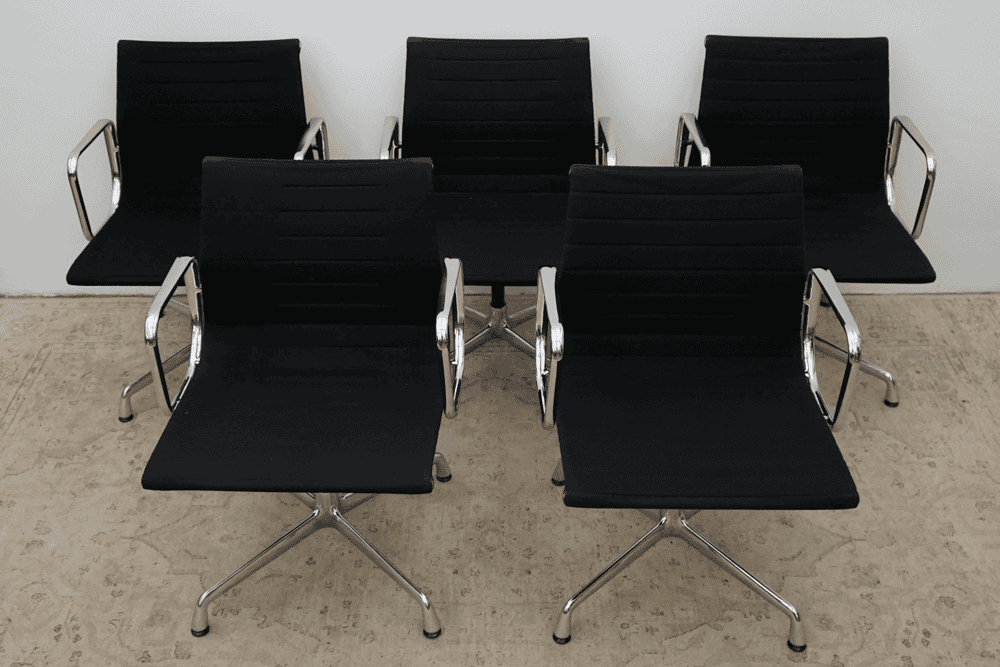 Set von 5x Vitra EA108 Hopsak Konferenzstuhl Schwarz Refurbished Vintage