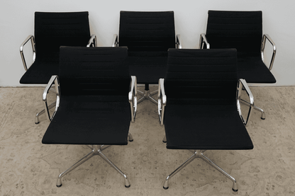 Set of 5x Vitra EA108 Hopsak Conference Chair Black Refurbished Vintage