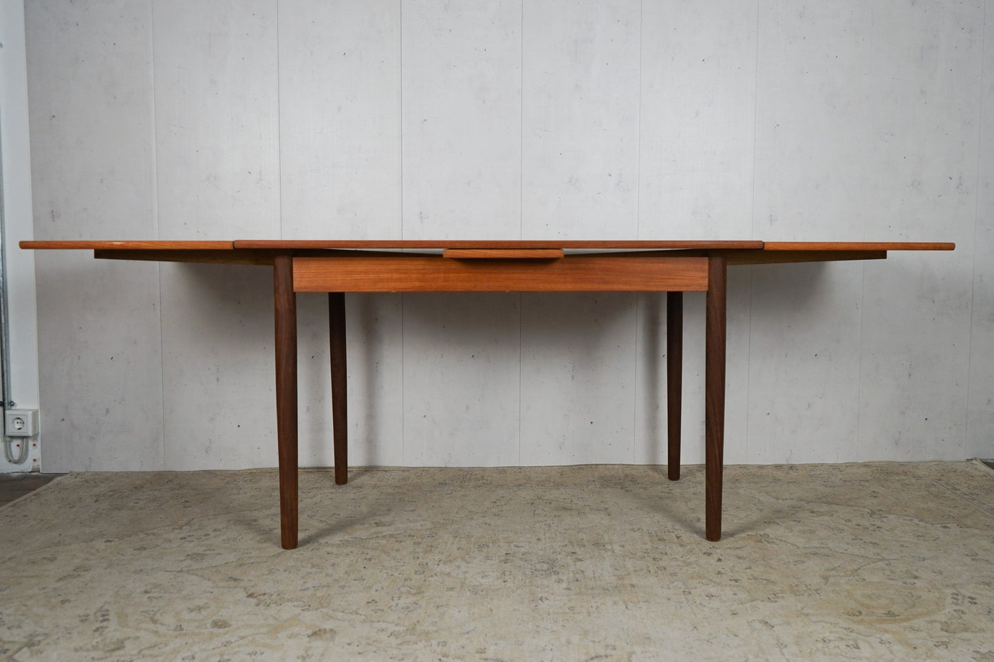 Teak dining table extendable Danish vintage 60s Mid Century