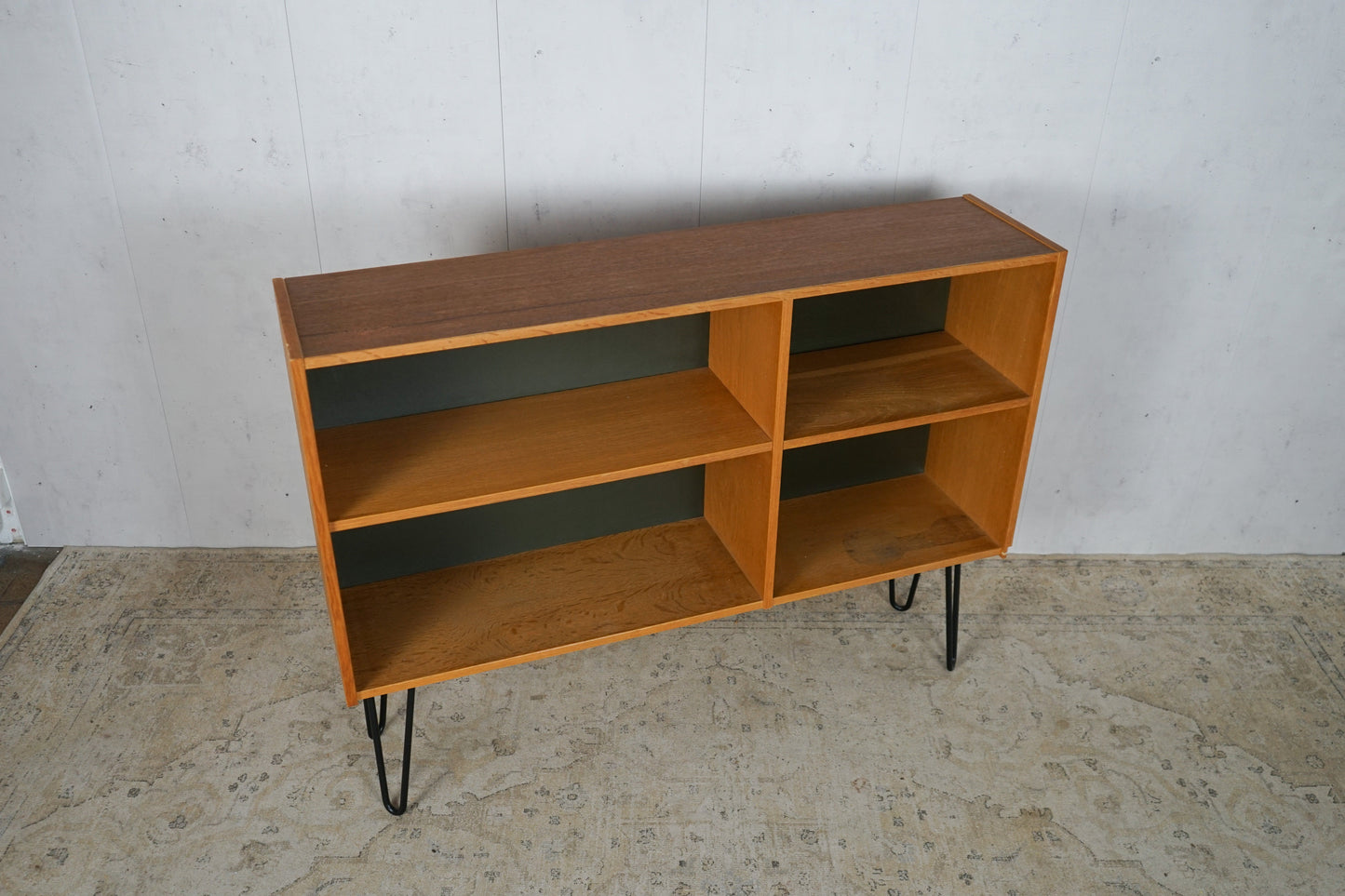 Teak Bookcase Hairpin 122cm Mid Century Danish Vintage