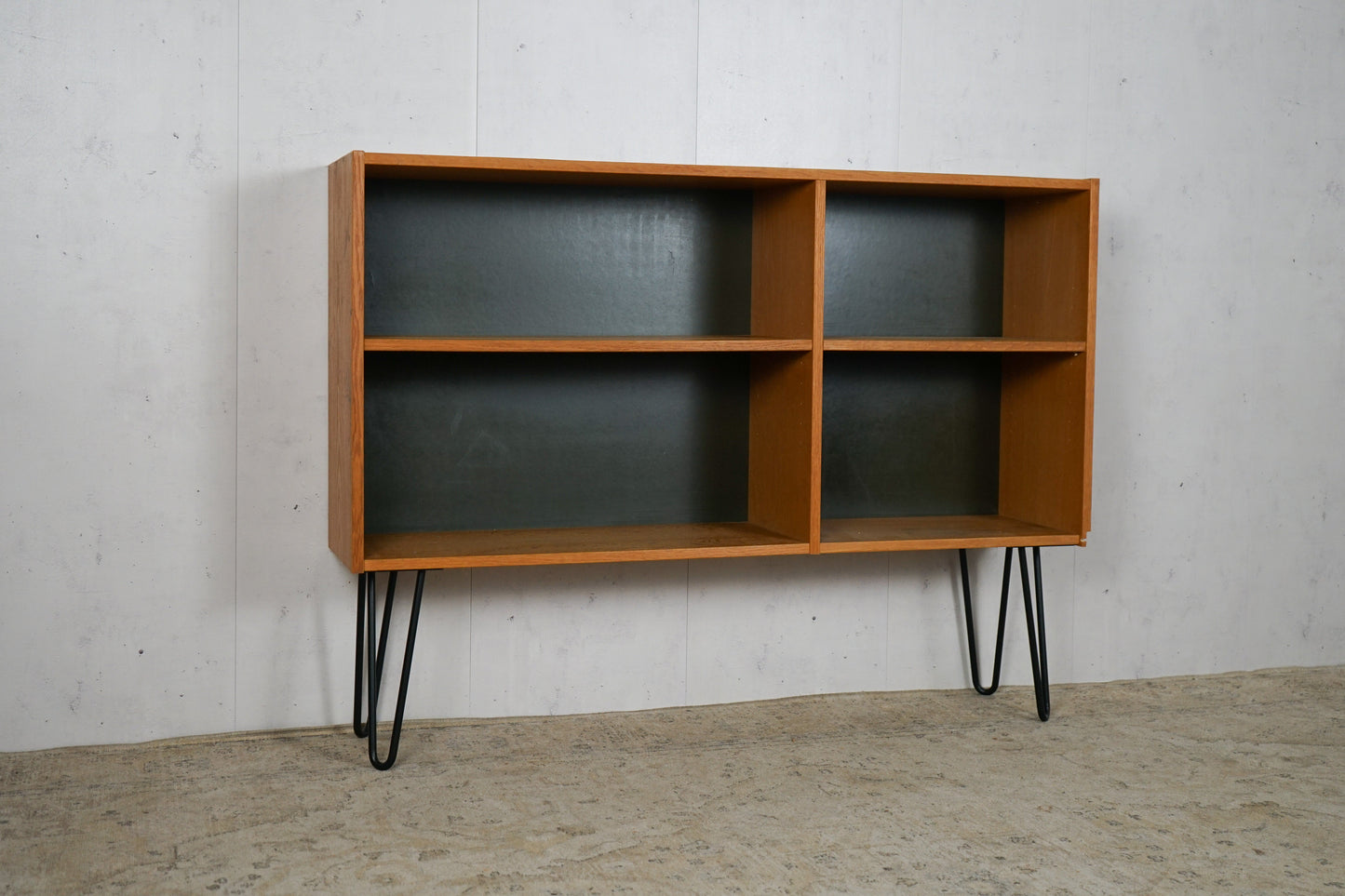 Teak Bookcase Hairpin 122cm Mid Century Danish Vintage