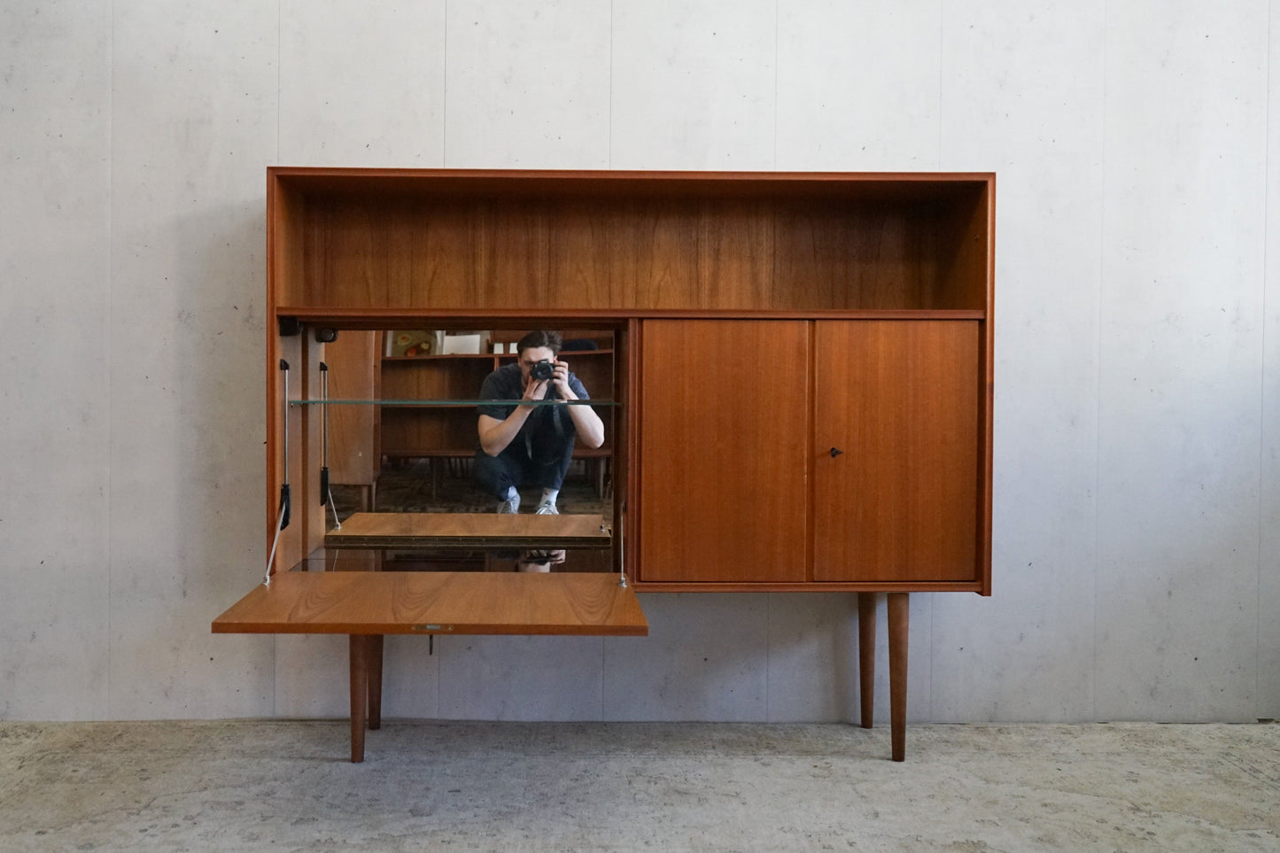 Teak Sideboard Bar Cabinet Highboard Danish Vintage Mid Century