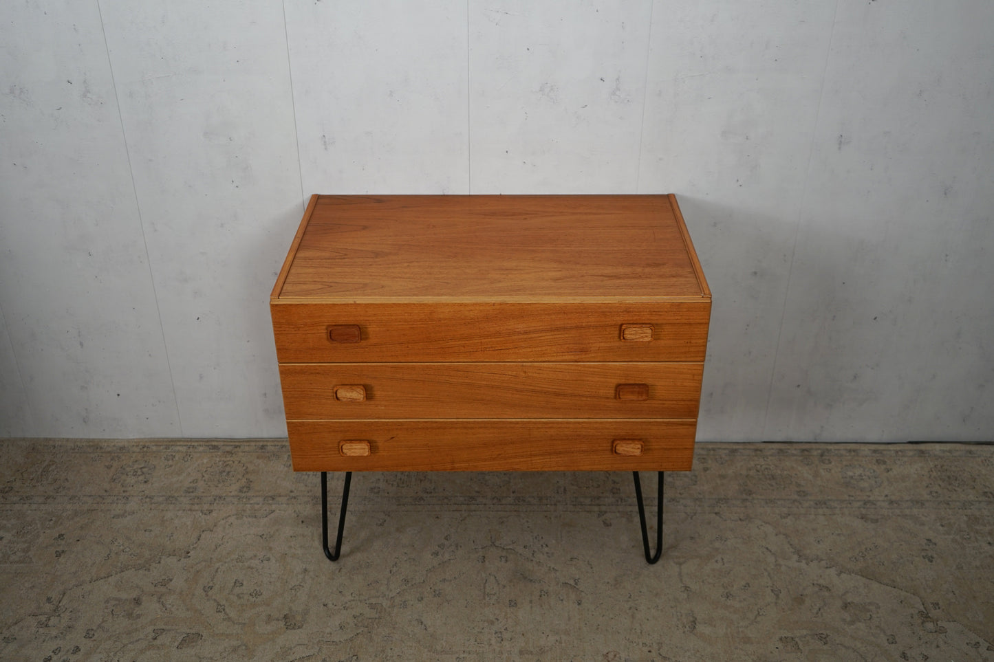 Teak Chest of Drawers Retro Danish Mid Century Hairpin 70cm Vintage