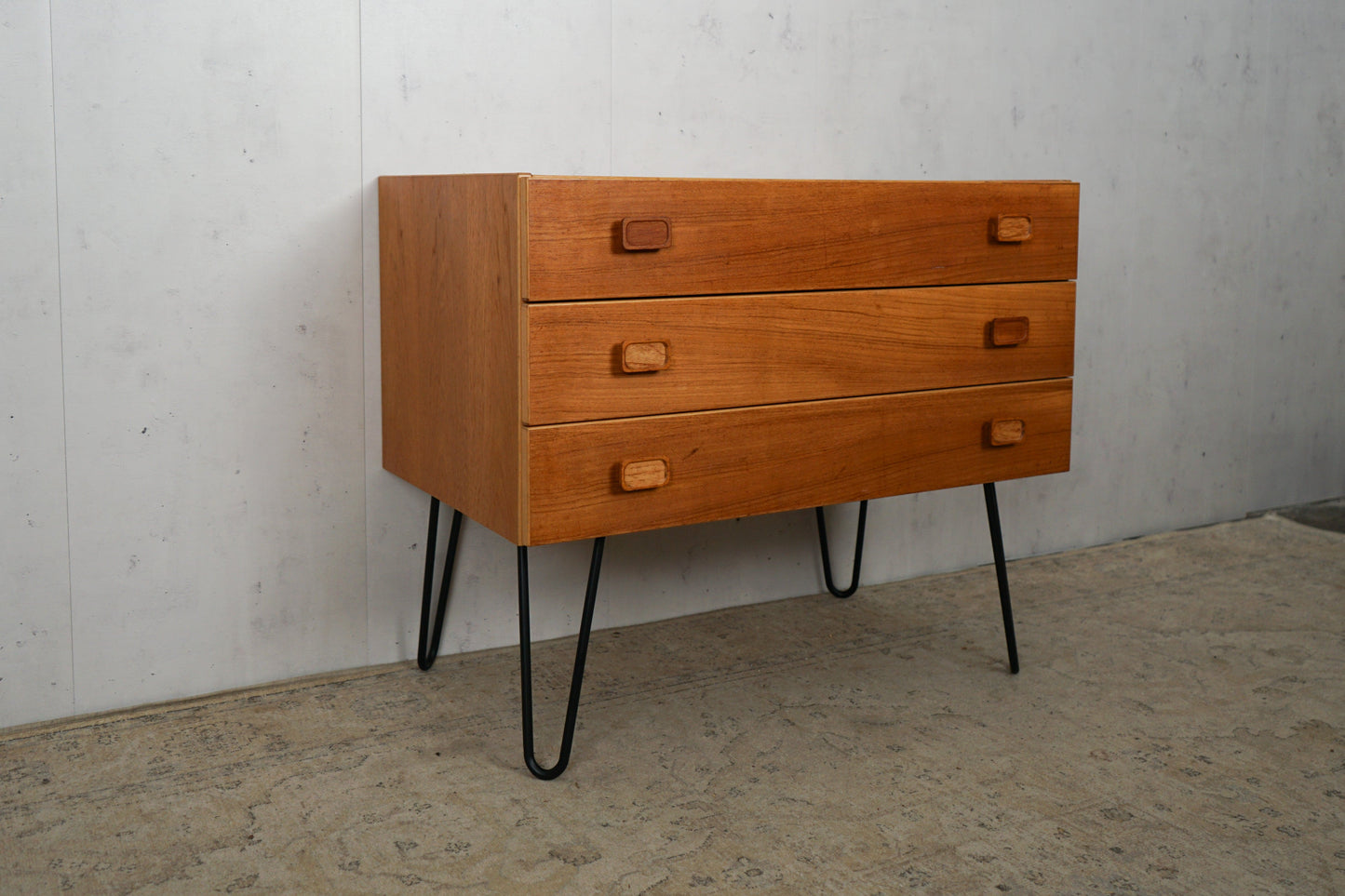 Teak Chest of Drawers Retro Danish Mid Century Hairpin 70cm Vintage