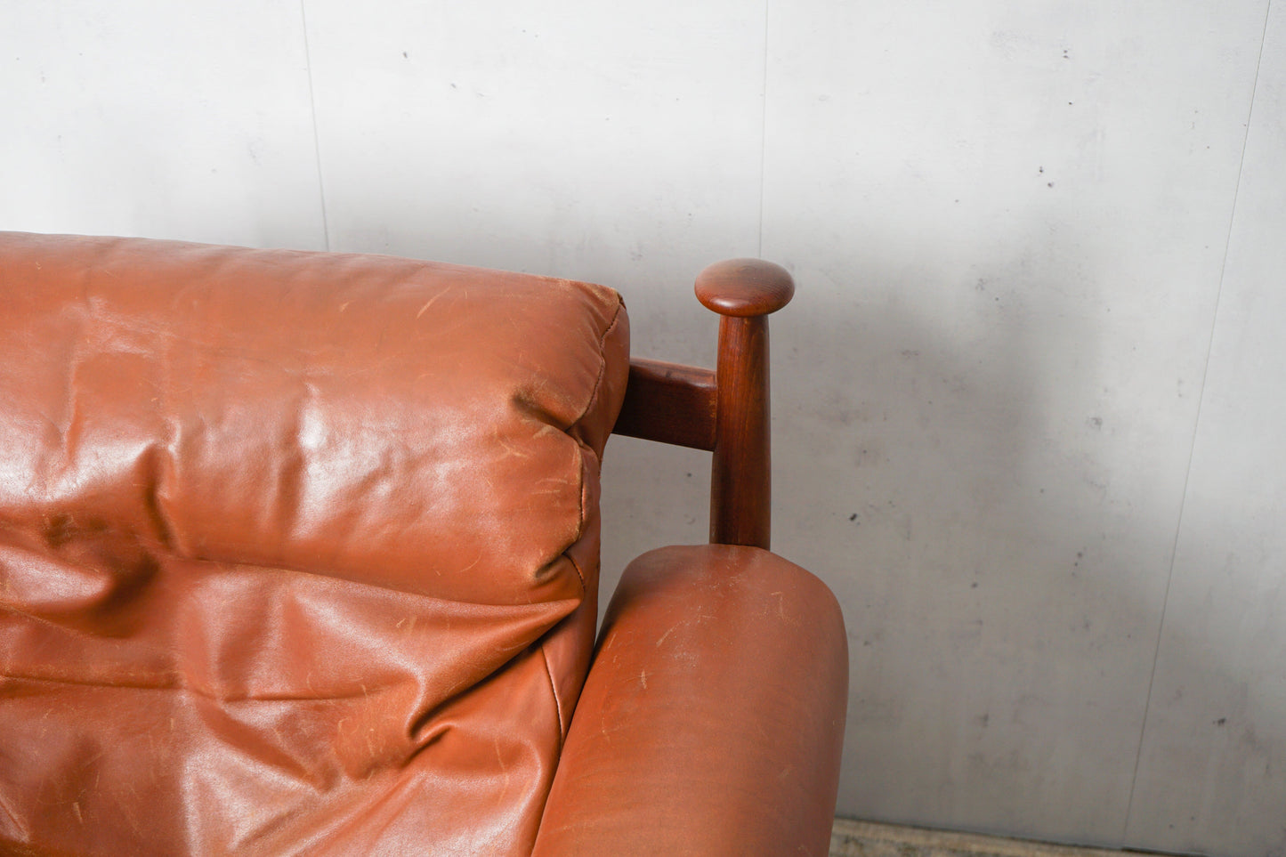 4x Vintage Teak Admiral Chair Armchair Real Leather Lounge Chair