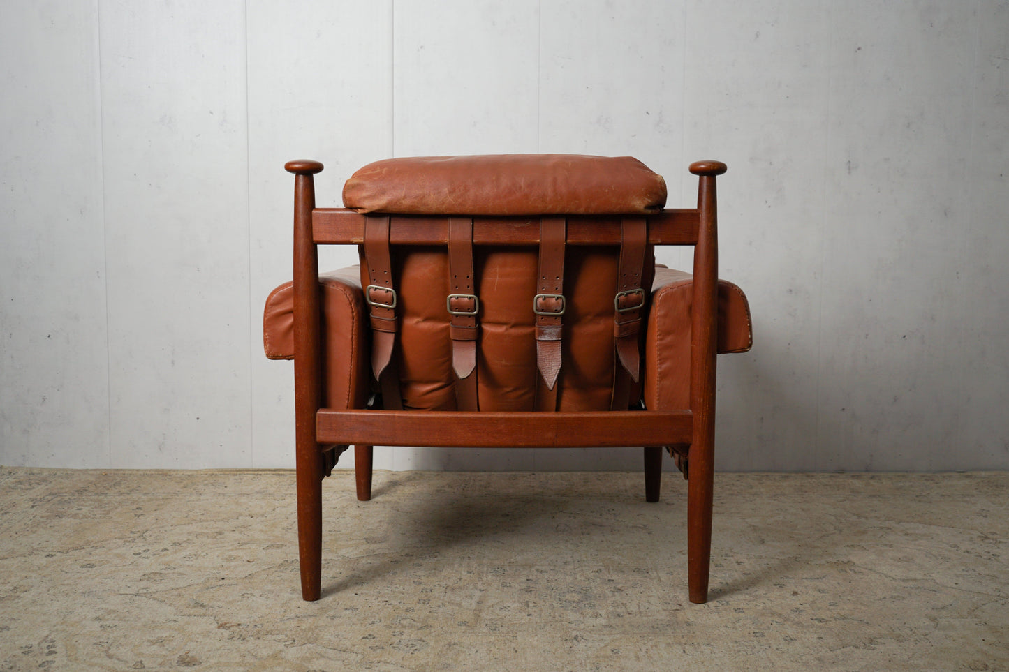 4x Vintage Teak Admiral Stuhl Sessel Echtleder Lounge Chair