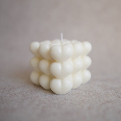Handmade designer candle made of hearts 6cm