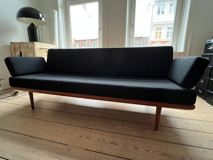 Danish vintage daybed Minerva with fabric by Raf Simons for Kvadrat Peter Hvidt and Orla Mølgaard Nielsen, 1960s