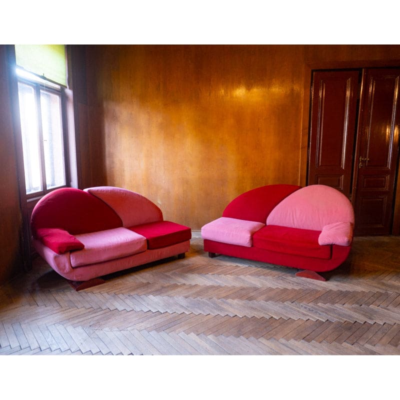 Pink und Red Alcantara Sofas Vintage - 2nd home