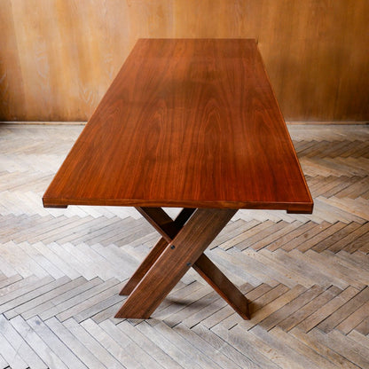 Exclusive dining set in brown wood by Marco Zanuso for Poggi Vintage