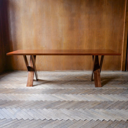 Exclusive dining set in brown wood by Marco Zanuso for Poggi Vintage