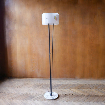 Stylish floor lamp made of steel and marble by Angelo Brotto design piece - Vintage