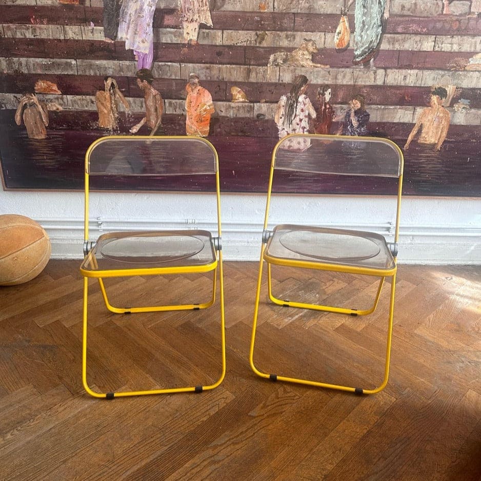 Yellow Frame Plia Folding Chair by Giancarlo Piretti for Anonima Castelli, 1960s