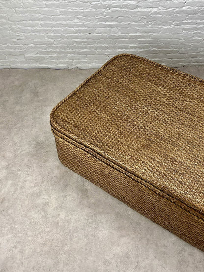 XL Rattan Chest Vintage Coffee Table Side Table with Tray