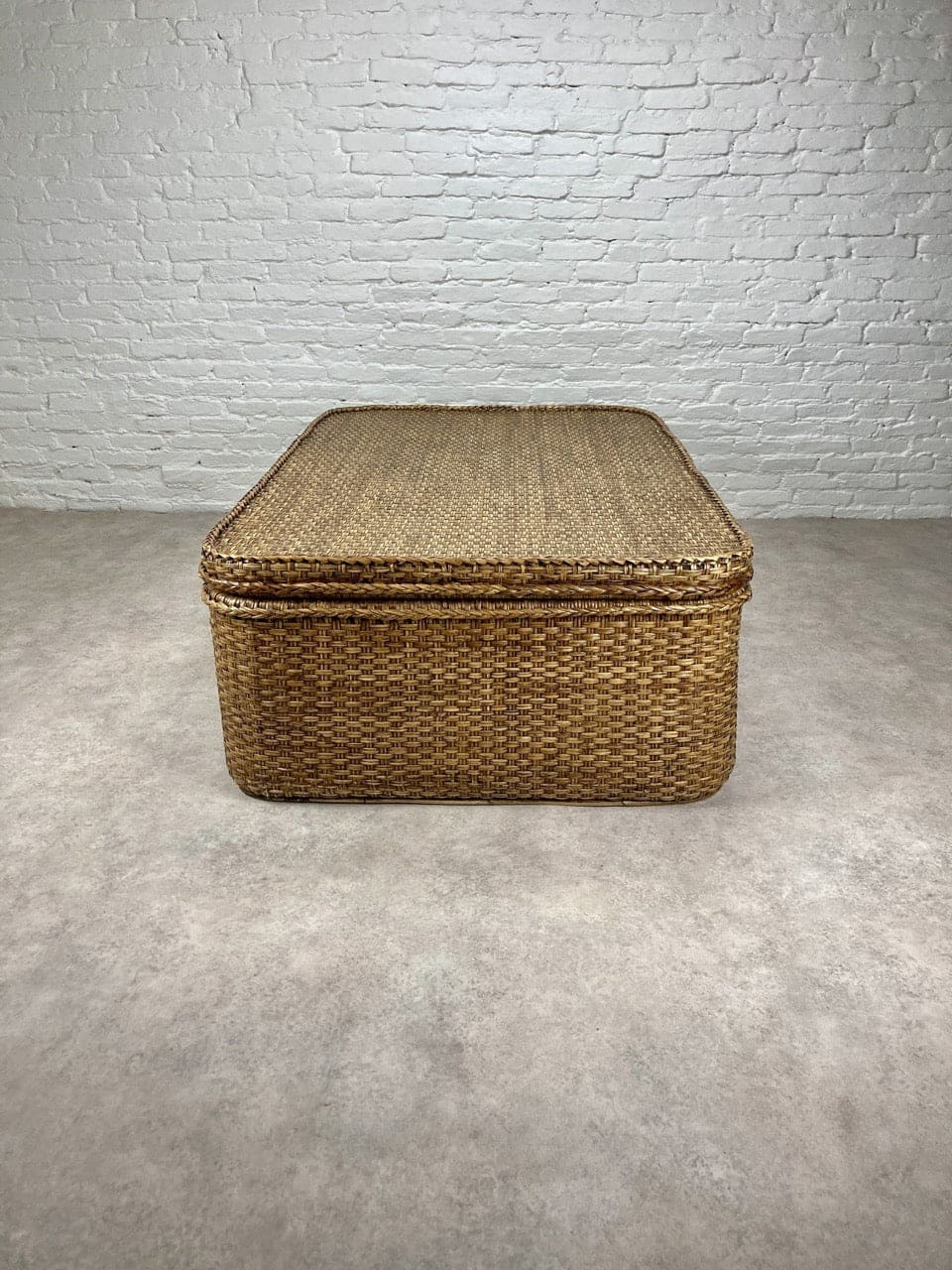 XL Rattan Chest Vintage Coffee Table Side Table with Tray