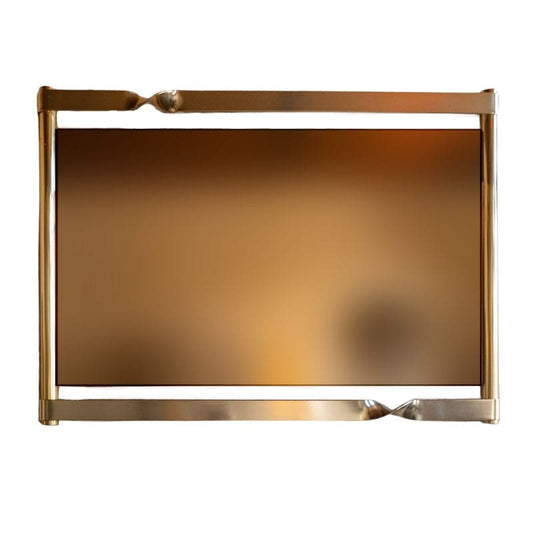 Brass glass mirror in the style of Luciano Frigerio Vintage