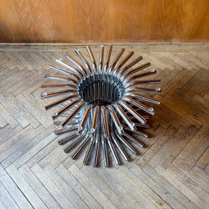 Round chrome coffee table, Italy, 1970s vintage