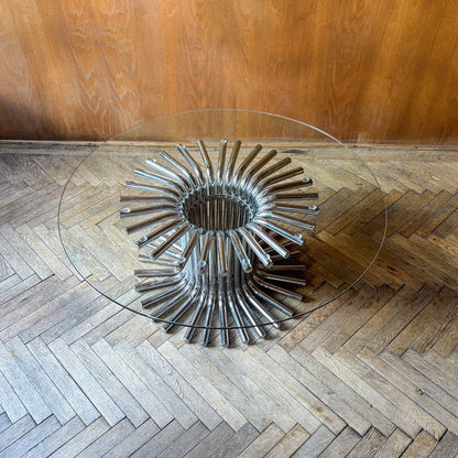 Table basse ronde chromée, Italie, vintage 1970