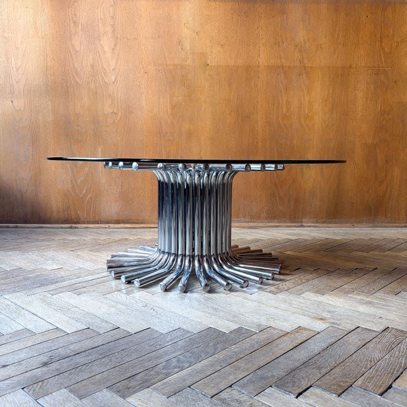 Round chrome coffee table, Italy, 1970s vintage