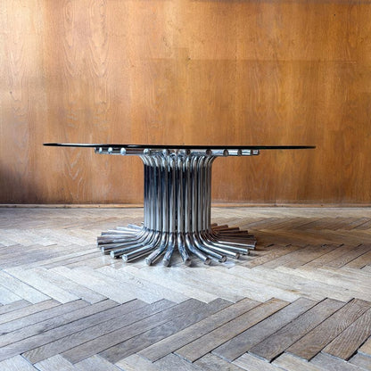 Table basse ronde chromée, Italie, vintage 1970