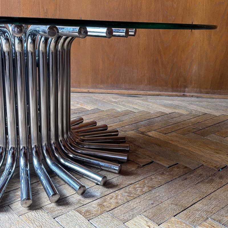 Table basse ronde chromée, Italie, vintage 1970