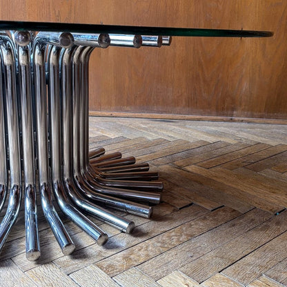 Table basse ronde chromée, Italie, vintage 1970