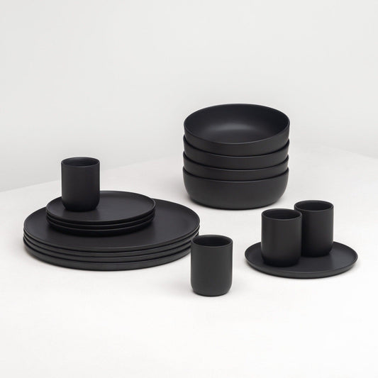 KAYA H Dinner with Guests Set Porcelain - black