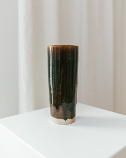 Vase Studio Ceramic Werner Baumberger partially glazed flower vase natural mid-century design 1970s vintage