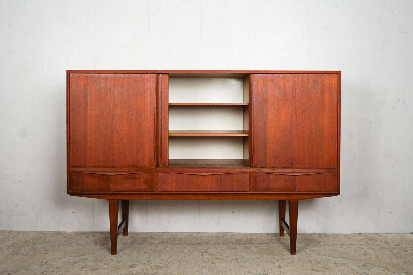 Teak Highboard Sideboard 165cm, Danish, 60s Vintage