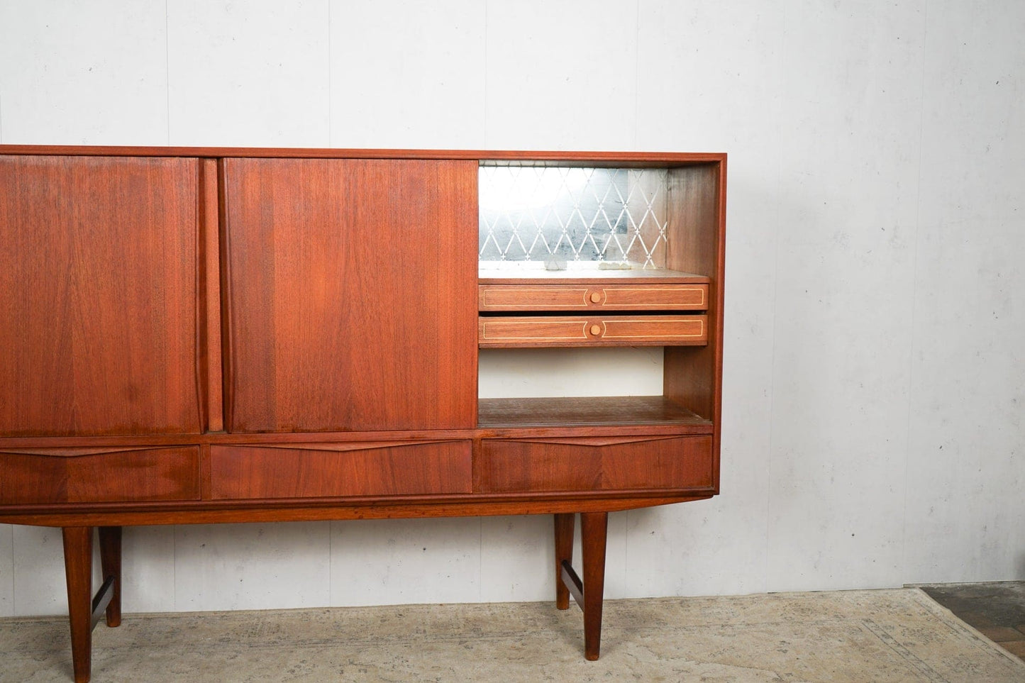 Teak Highboard Sideboard 165cm, Danish, 60s Vintage