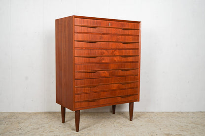 Teak Kommode Tallboy 77,5cm, Dänisch, 60er Jahre Vintage