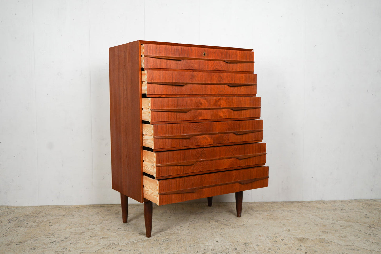 Teak Kommode Tallboy 77,5cm, Dänisch, 60er Jahre Vintage