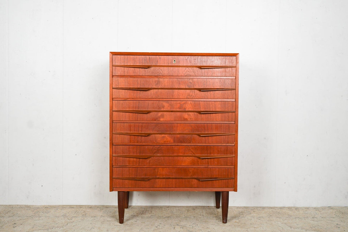 Teak Kommode Tallboy 77,5cm, Dänisch, 60er Jahre Vintage