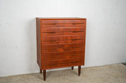 Teak Kommode Tallboy 77,5cm, Dänisch, 60er Jahre Vintage