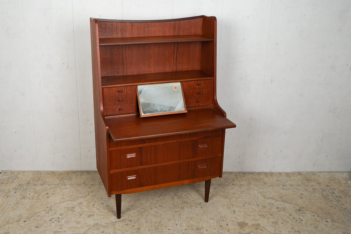 Vintage Teak Secretary Chest of Drawers Danish 60s Mid Century