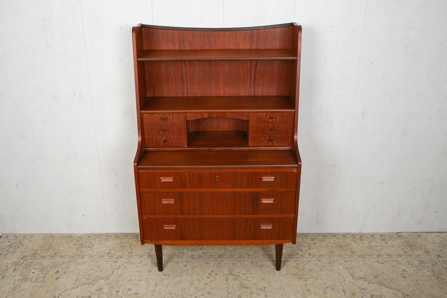 Vintage Teak Secretary Chest of Drawers Danish 60s Mid Century