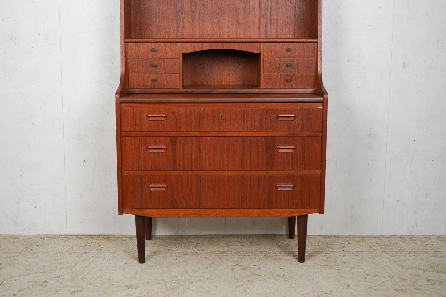 Vintage Teak Secretary Chest of Drawers Danish 60s Mid Century