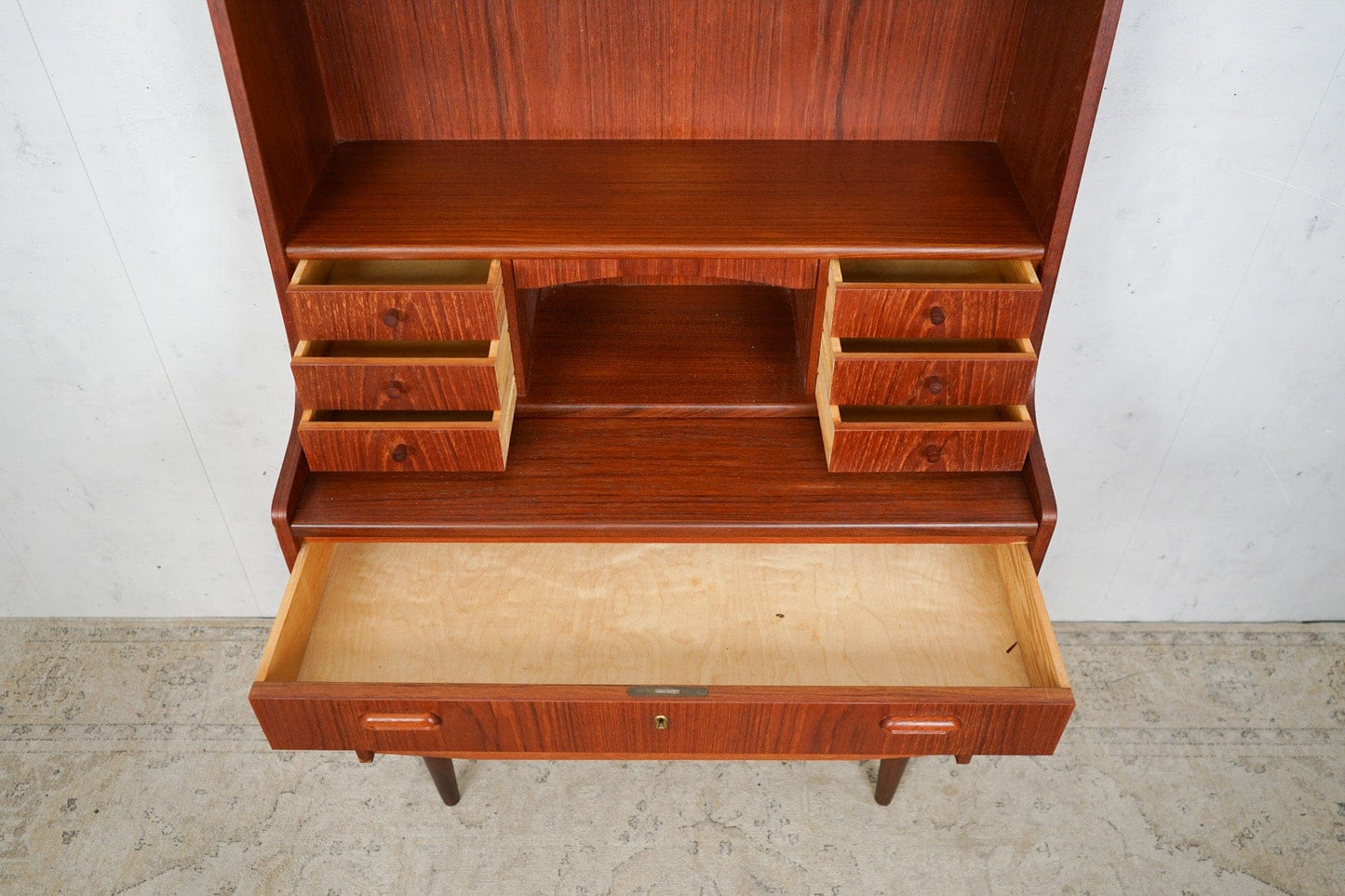 Vintage Teak Secretary Chest of Drawers Danish 60s Mid Century